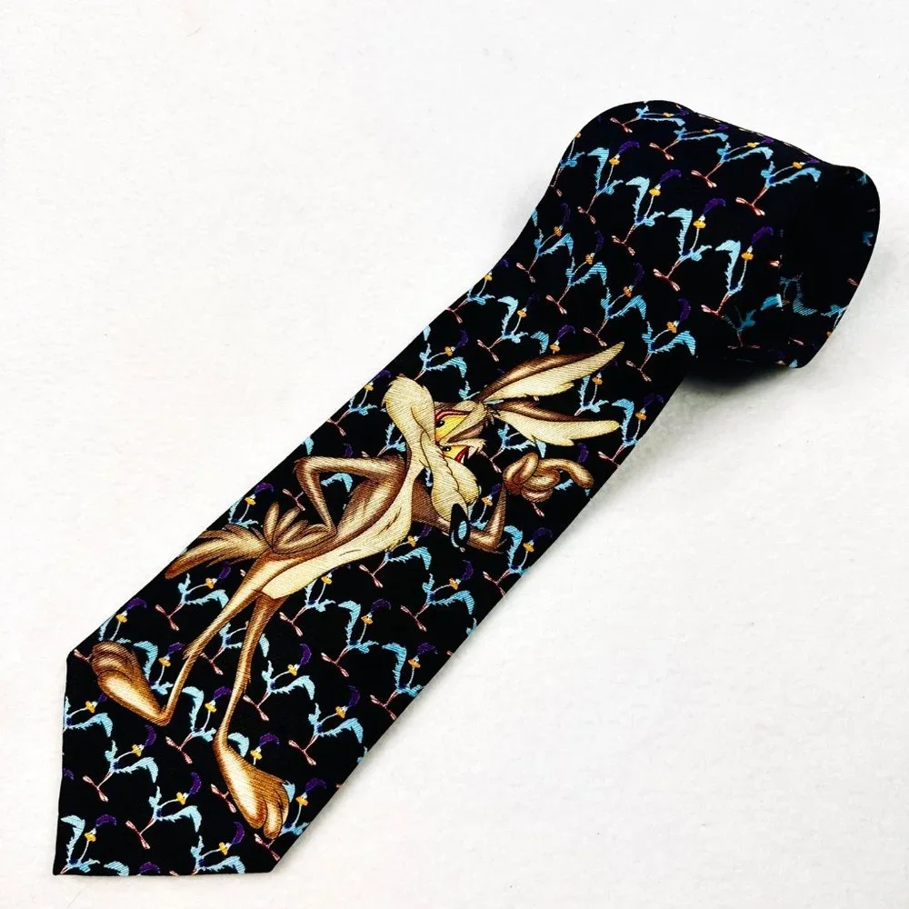 Official Looney Tunes Wile E. Coyote and Roadrunner Silk Neck Tie